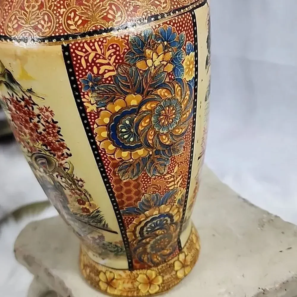 Hand Painted Japanese Water and Mountain Scene Vase Urn